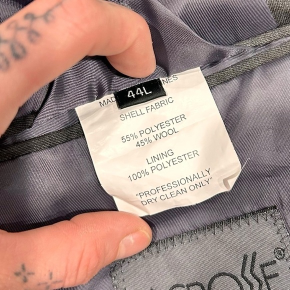 Lacrosse Mens Blazer Sports Coat Black Gray 44L Dress Formal Wool Blend Career - Picture 7 of 10